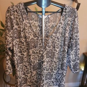 Reitmans Black and Grey  Blouse 3/4 Sleeve